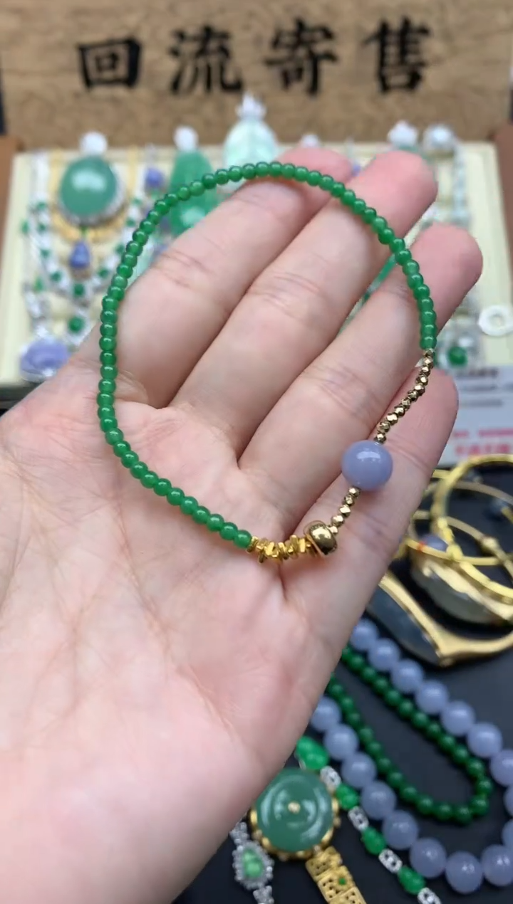 【闪购商品】翡翠手串18K金镶嵌419-中国好珍宝