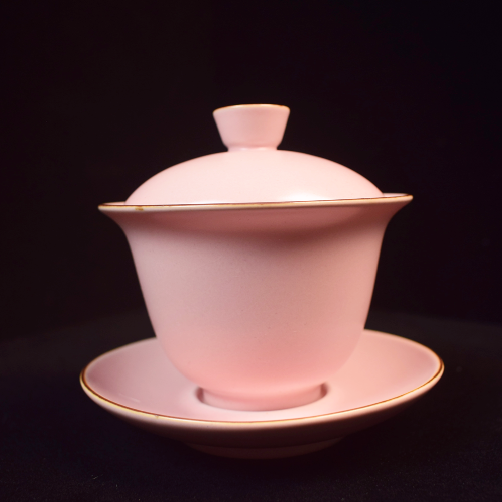 粉汝三才盖碗简约复古中式功夫茶具家用【二级品，完美主义勿拍】