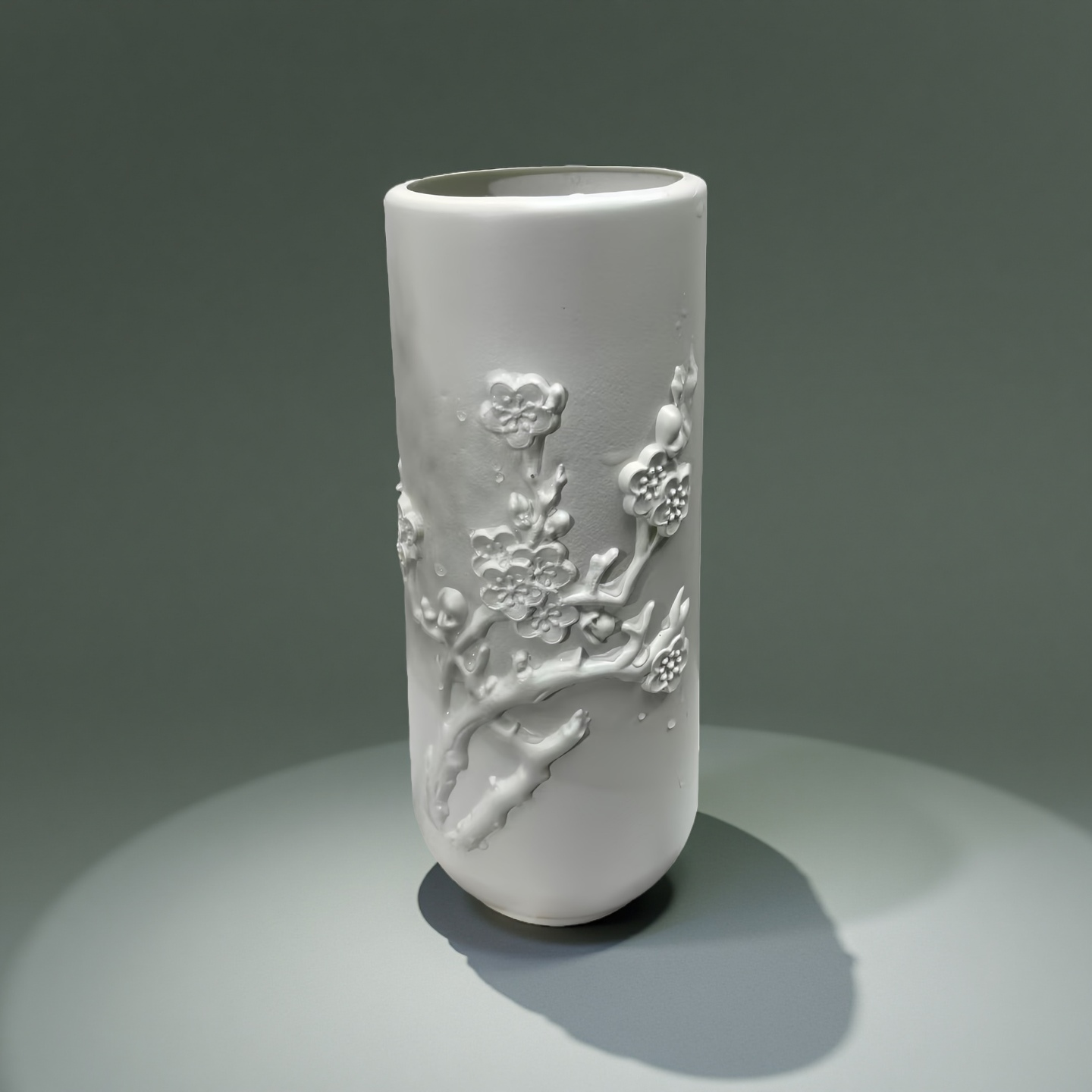 复古风浮雕玫瑰腊梅仿陶瓷花瓶水养鲜花花瓶餐桌卧室居家装饰摆件