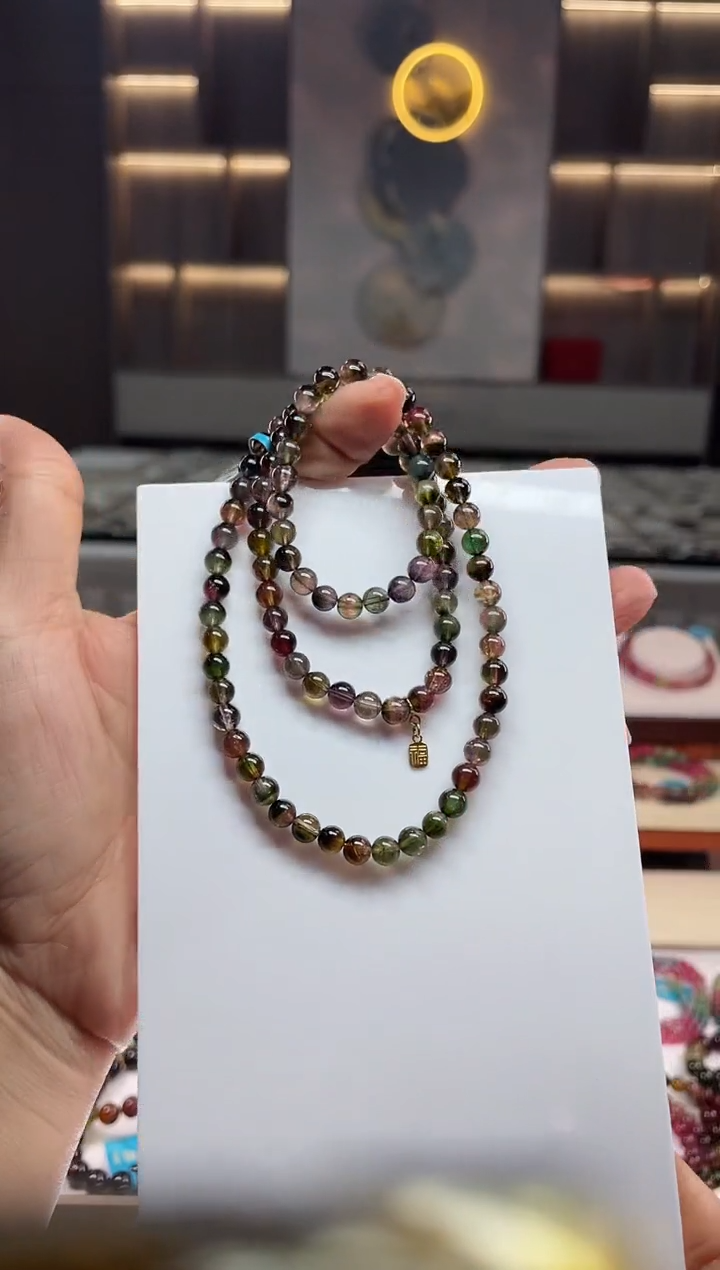 三圈手串未镶嵌碧玺（多样性发一条）Q