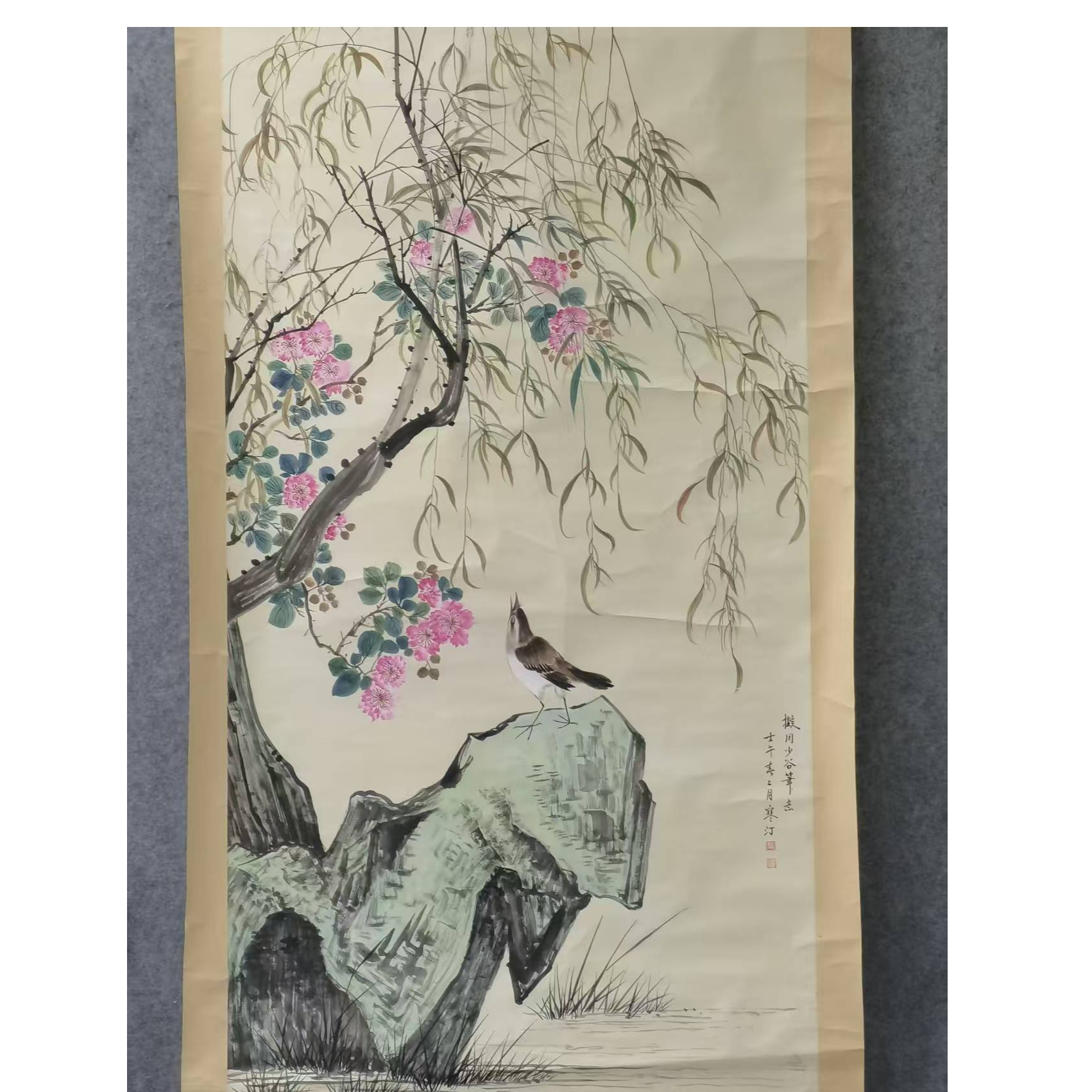 江老 款 绘画花鸟立轴176*93平尺14.7