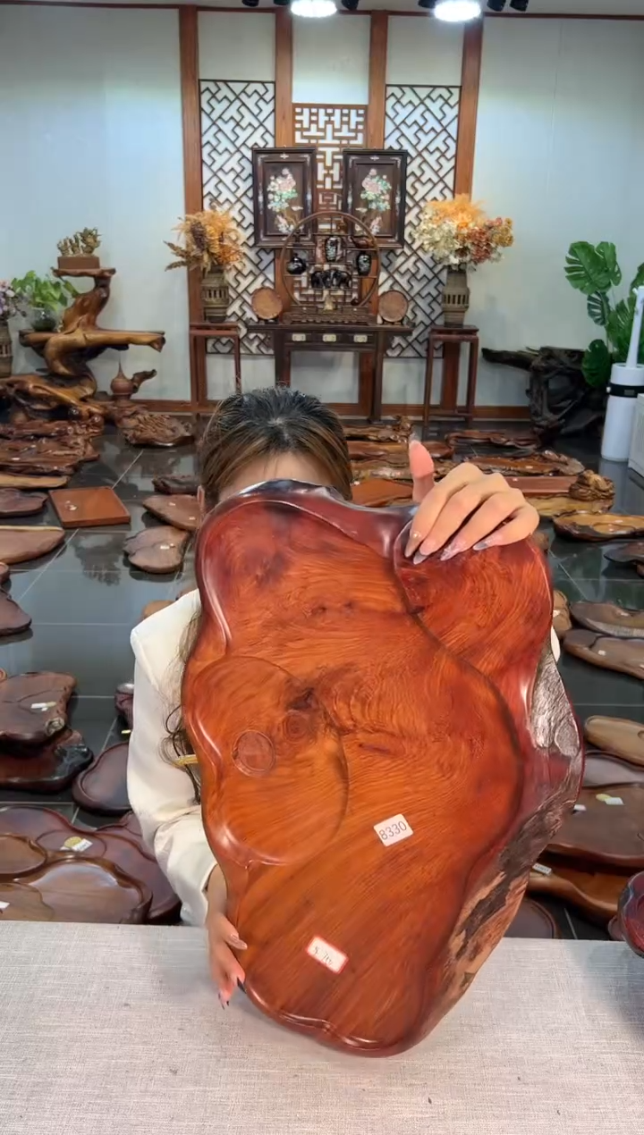 【闪购商品】大果紫檀（缅甸花梨）茶盘8330