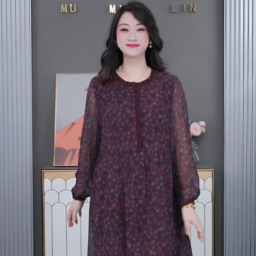 大码女装秋季新款显瘦气质时尚减龄宽松遮肚子连衣裙240831长袖