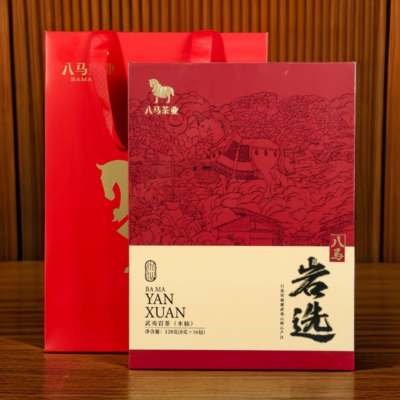 八马茶业 岩选系列水仙 武夷岩茶 伴手礼 乌龙茶中火礼盒装128g