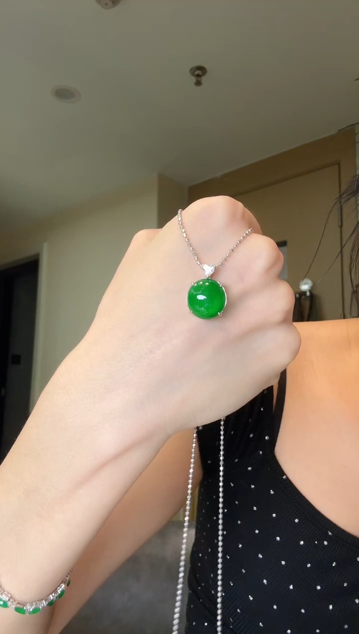 翡翠银S925镶嵌吊坠(不含链)天然翡翠吊坠