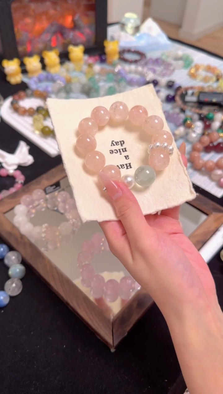 未镶嵌手绳水晶粉胶花阿赛