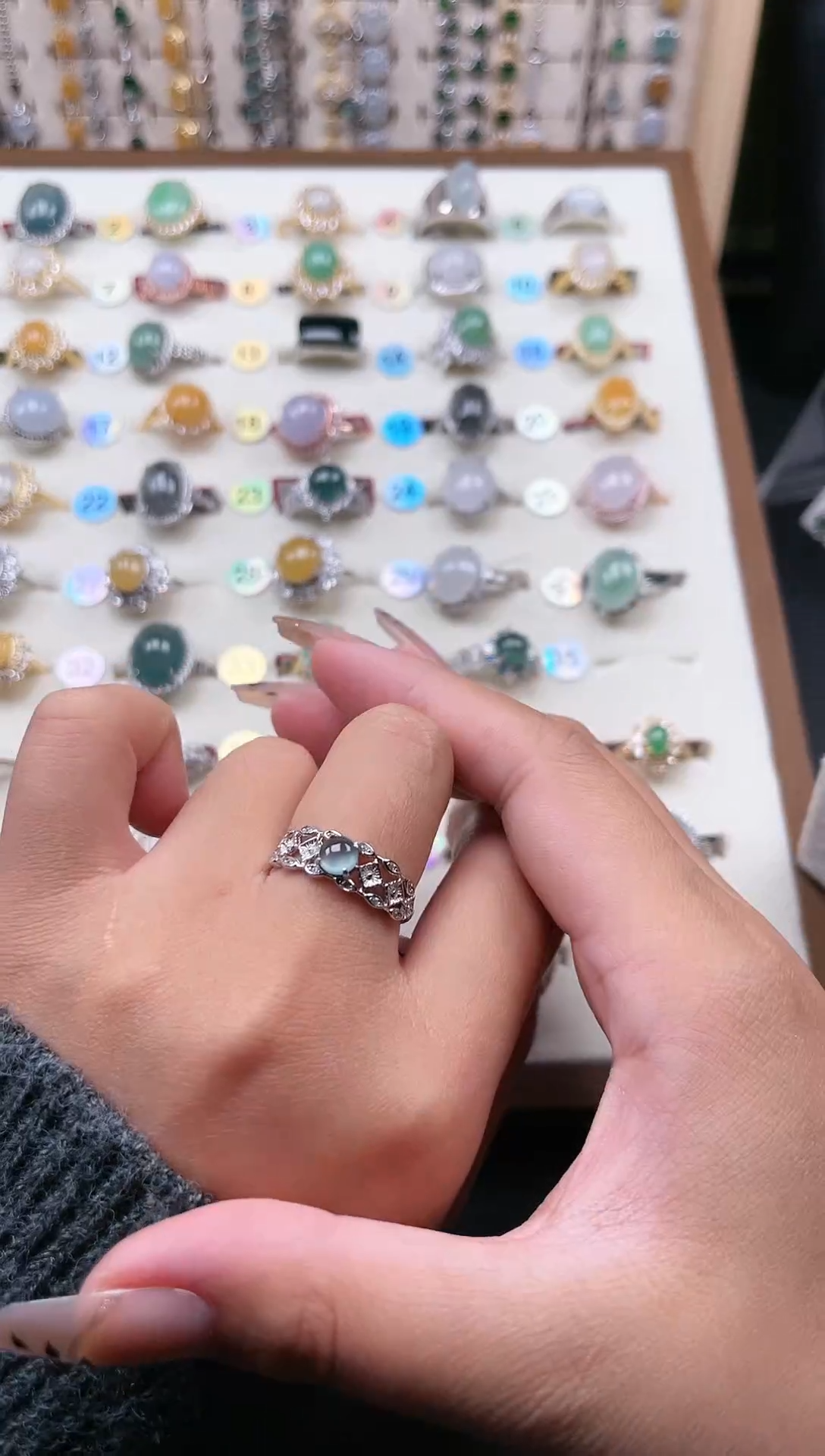 【闪购商品】翡翠戒指银S925镶嵌天然A货翡翠戒指