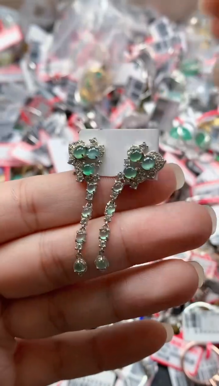 银S925镶嵌戒指翡翠天然A货缅甸翡翠