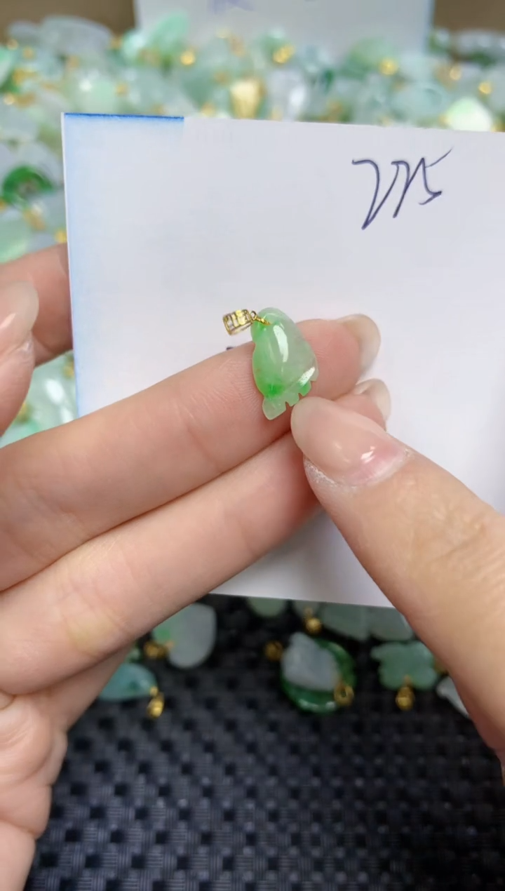 【闪购商品】翡翠颈饰18K金镶嵌天然缅甸A货翡翠