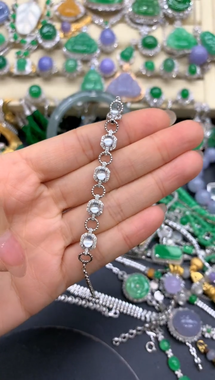 【闪购商品】翡翠手链18K金镶嵌415-中国好珍宝