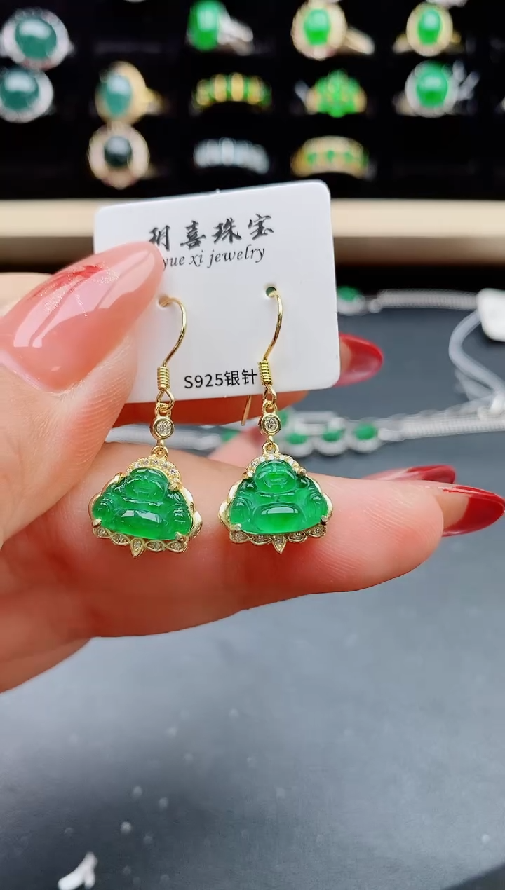 【闪购商品】翡翠耳饰银S925镶嵌805050