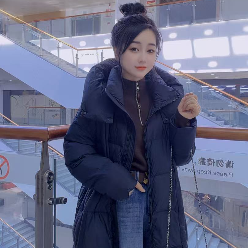 丹丹精选--8835新款立领连帽拉链百搭长款羽绒外套