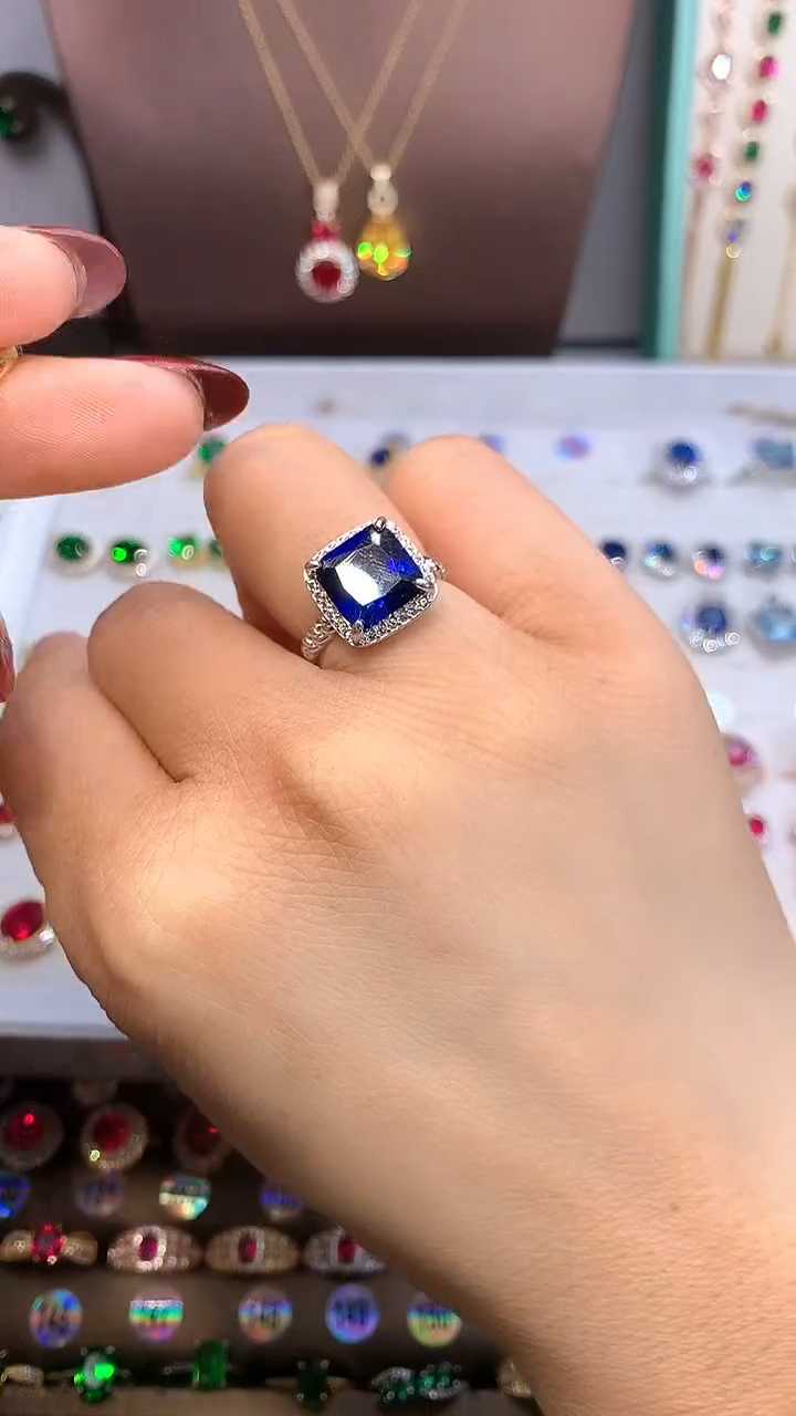 【闪购商品】蓝宝石戒指银S925镶嵌银色10