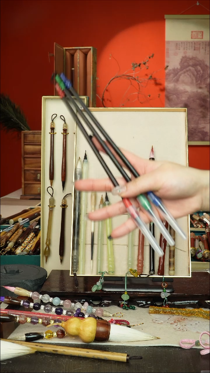 610号闪孤品高货毛笔链接 清水试笔 蘸墨不退