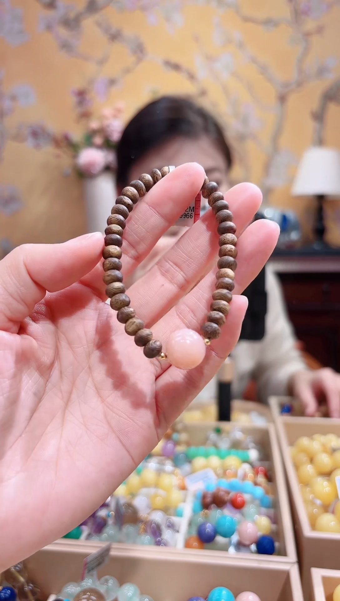 未镶嵌蛋白石手链天然粉澳宝沉香设计款手串