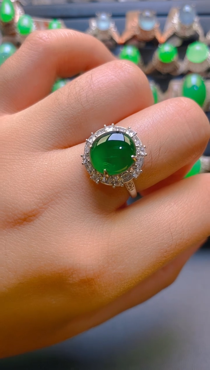 【闪购商品】翡翠耳饰银S925镶嵌天然A货翡翠1