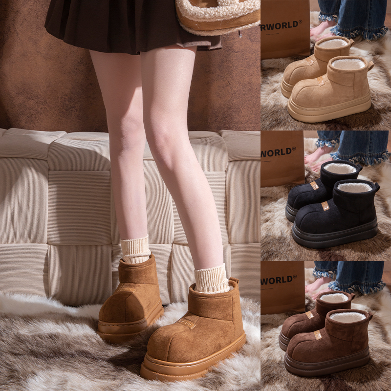 厚底雪地靴女款秋冬季2025新款外穿防滑保暖不臭脚毛绒包跟棉拖鞋