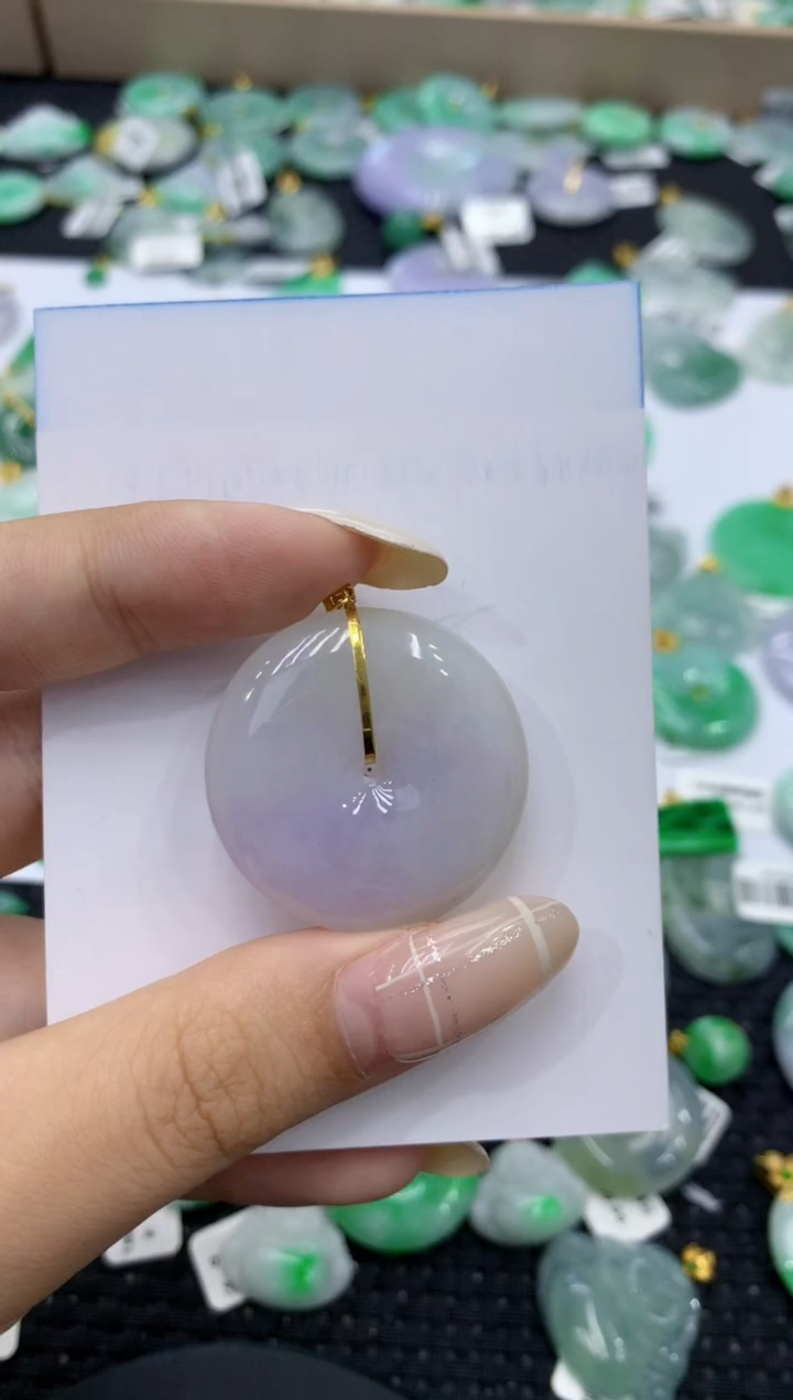 颈饰18K金镶嵌翡翠天然缅甸翡翠A货