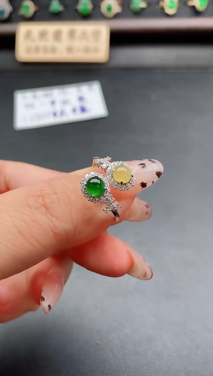 银S925镶嵌戒指翡翠1