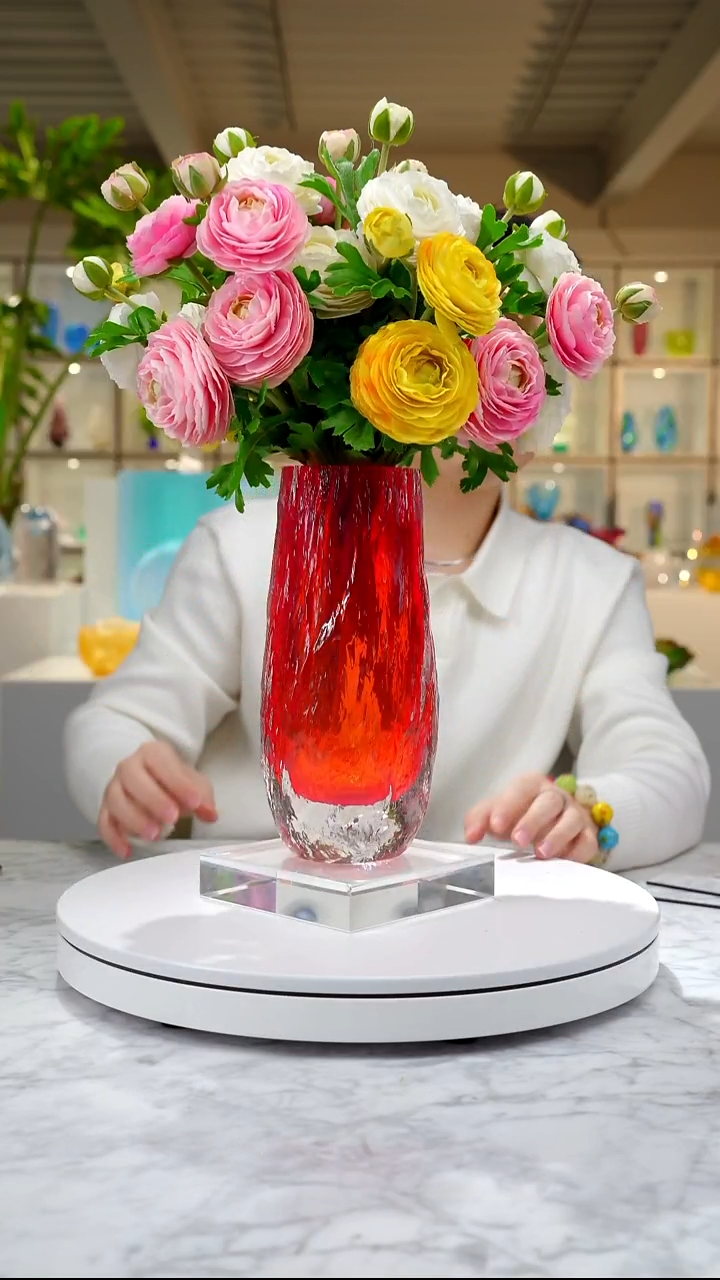 手工艺品琉璃宝石红树干肌理纹花器