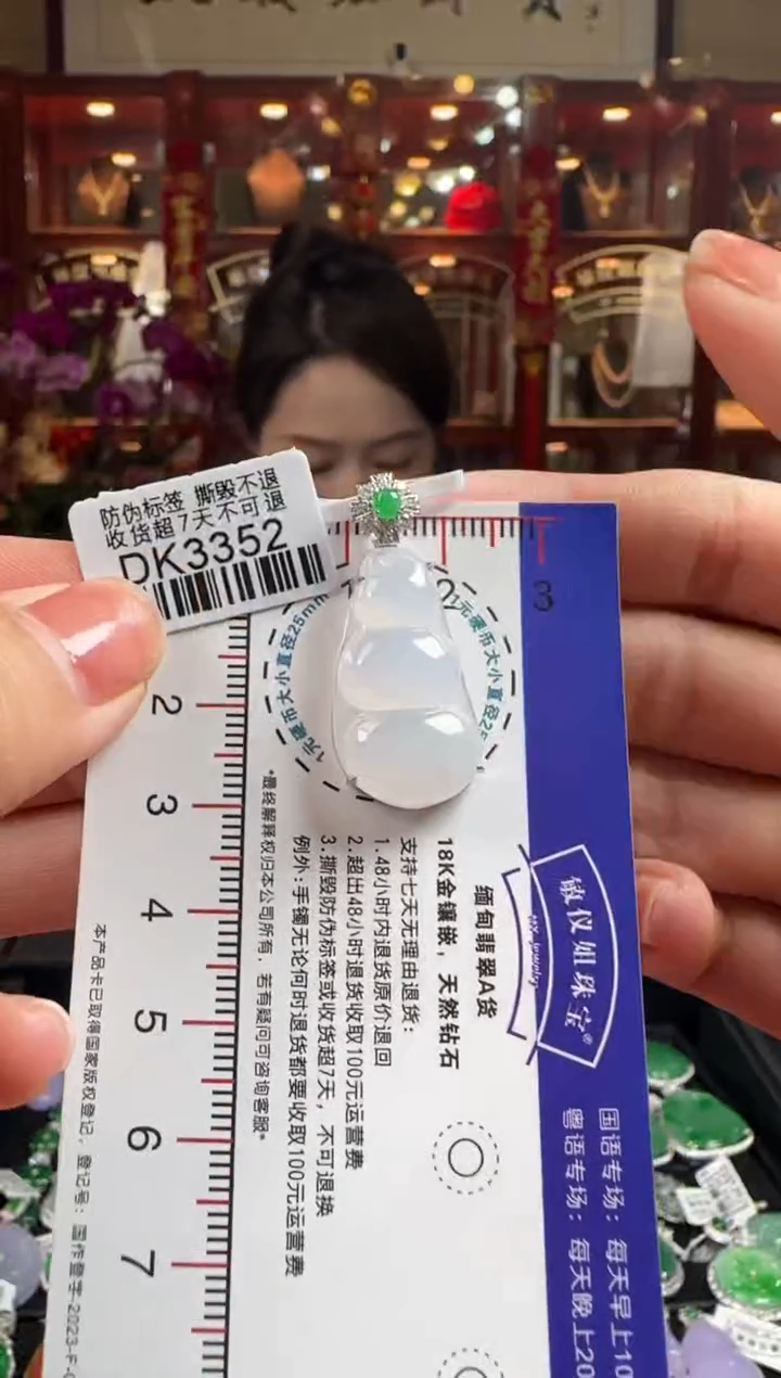 【闪购商品】翡翠颈饰18K金镶嵌DK3352冰富贵豆