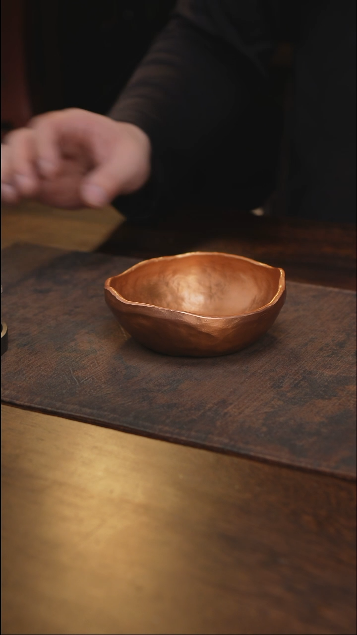 紫铜全手随型小碗壶承