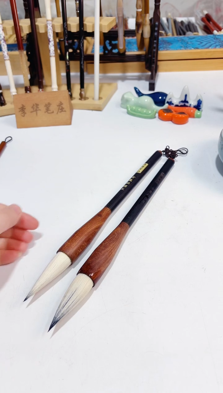 古墨蒜头王檀木杆大蒜头毛笔2支 出锋5.8 口径1.8