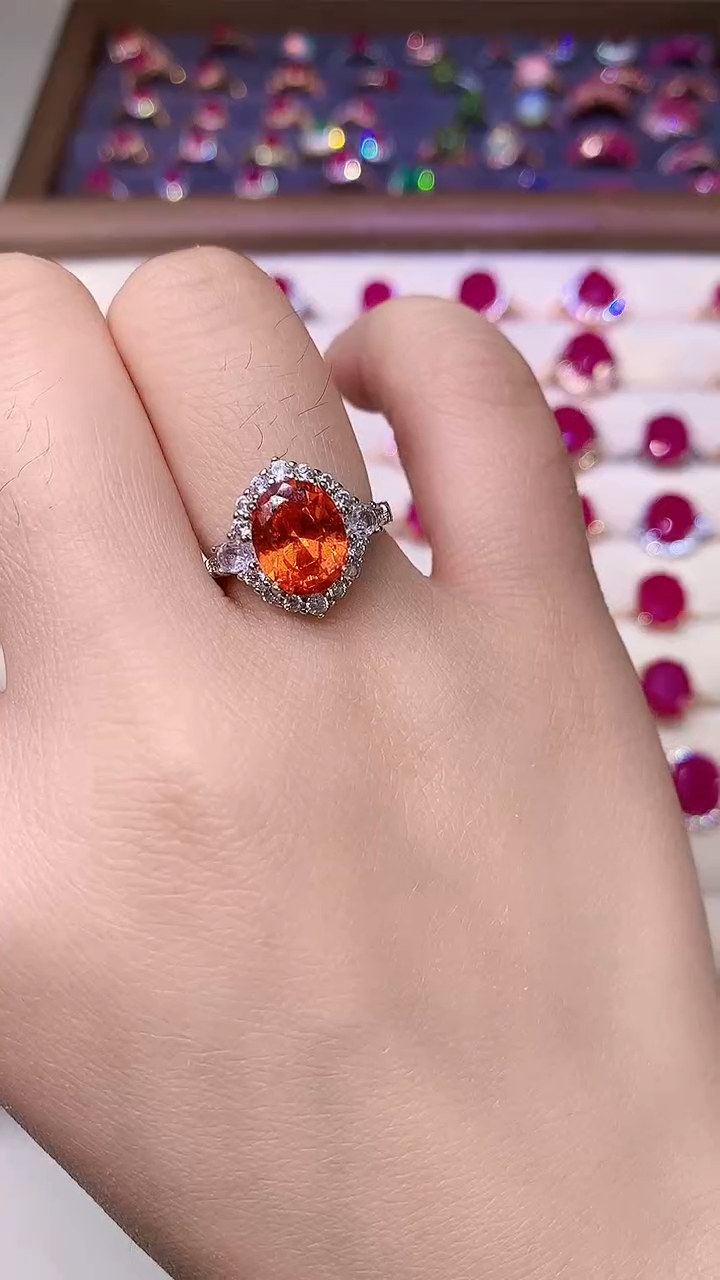 【闪购商品】石榴石（芬达石）戒指银S925镶嵌000