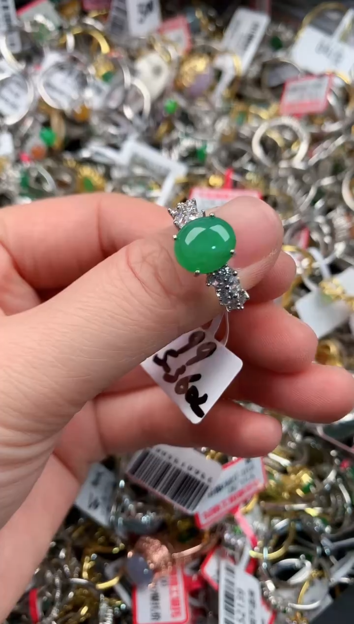 银S925镶嵌戒指翡翠888  3