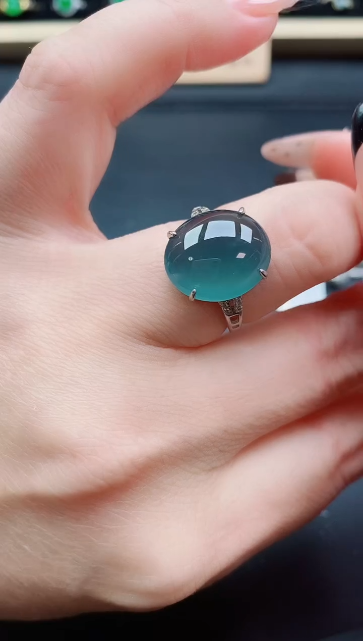 银S925镶嵌戒指翡翠1