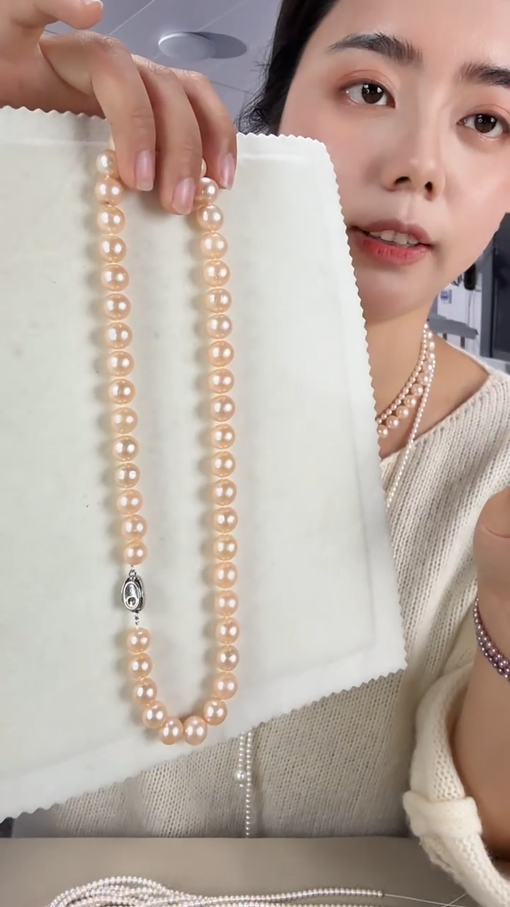 项链未镶嵌淡水珍珠8-10mm淡水爱迪生满串项链