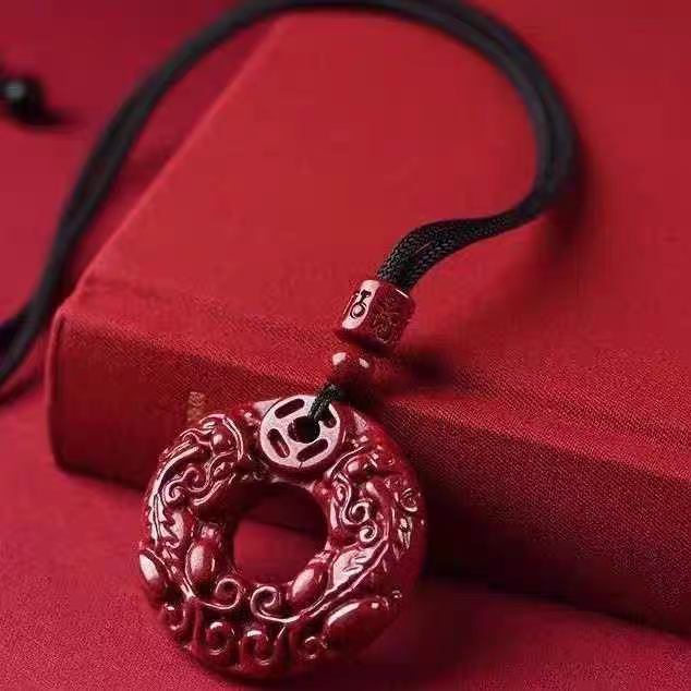 含辰砂工艺品天然高含量紫金砂双貔貅钱币吊坠男女款本命年项链