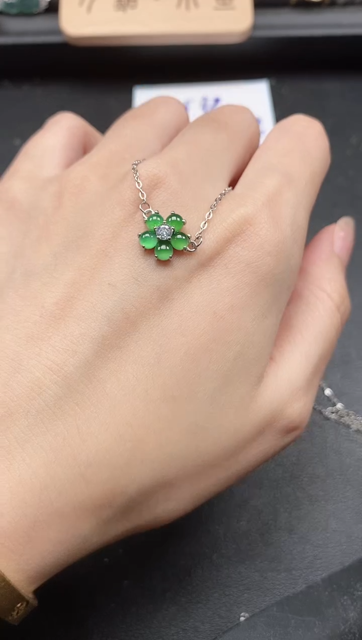 翡翠戒指银S925镶嵌5151-20