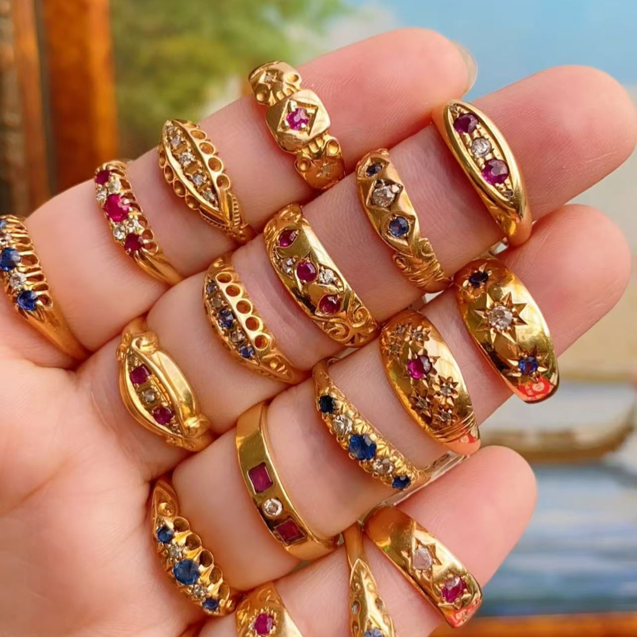 合金戒指 欧洲回流古董珠宝首饰戒指合集375/585/750礼盒女神节