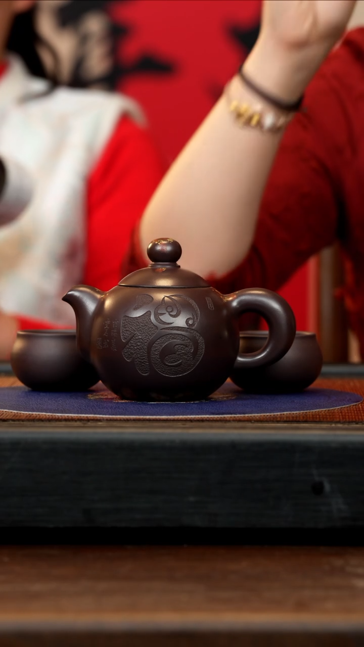 【闪购商品】紫砂茶壶ZCP 黑墩头 芙蓉珠 260cc