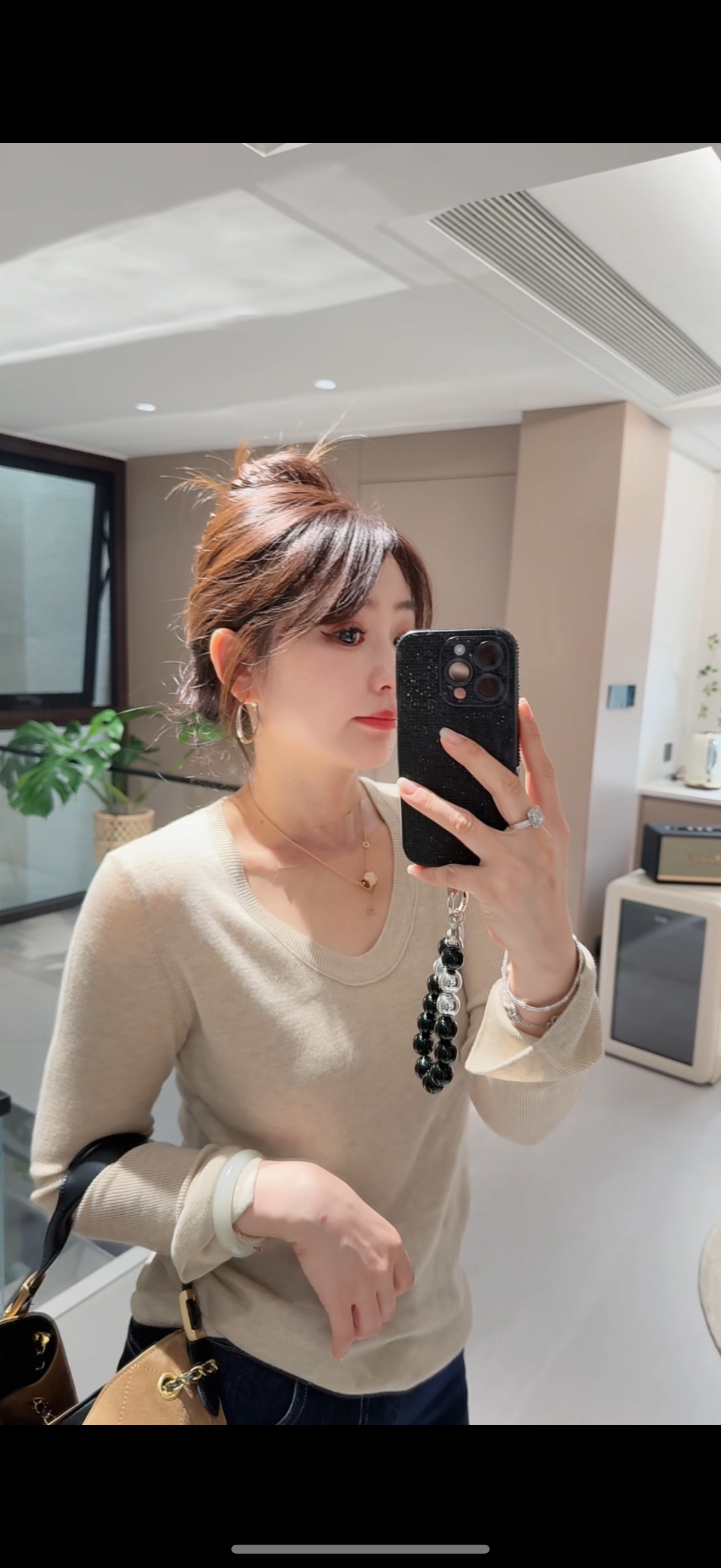 YX五DD202509285新款袖口开叉U领针织打底时尚百搭显瘦