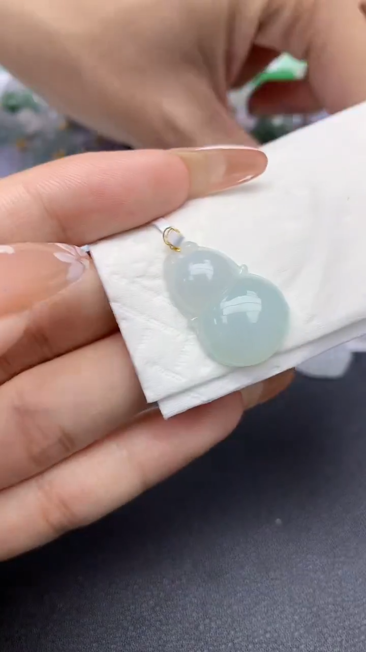 颈饰18K金镶嵌翡翠a货假一赔三支持复检百元上9元证书费自理