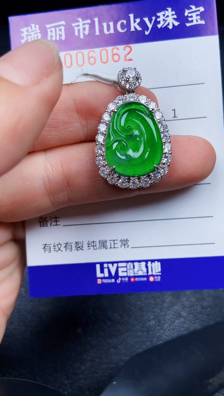 翡翠银S925镶嵌颈饰6062