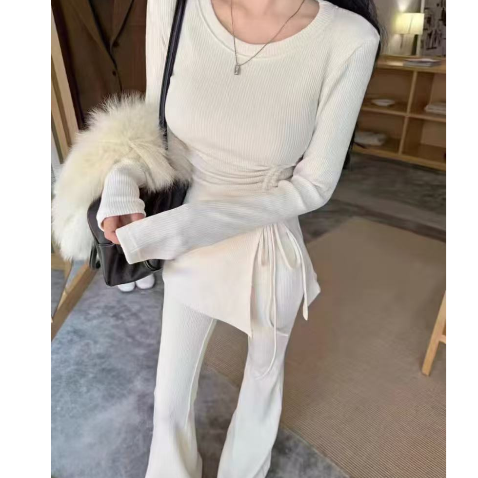 辣妹风纯欲风休闲风时尚套装网红时尚不规则显瘦秋冬