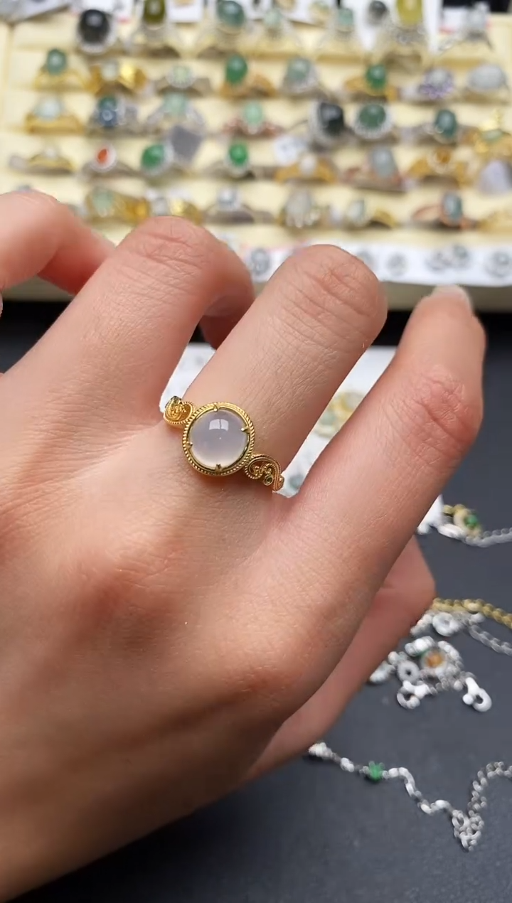 【闪购商品】翡翠戒指银S925镶嵌222222222+1