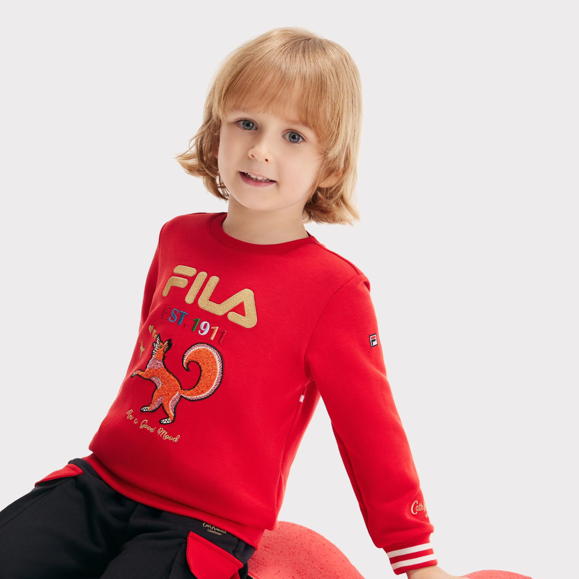 【新年款】斐乐儿童卫衣大童套头女童红色过年衣服长袖衫K11B514202