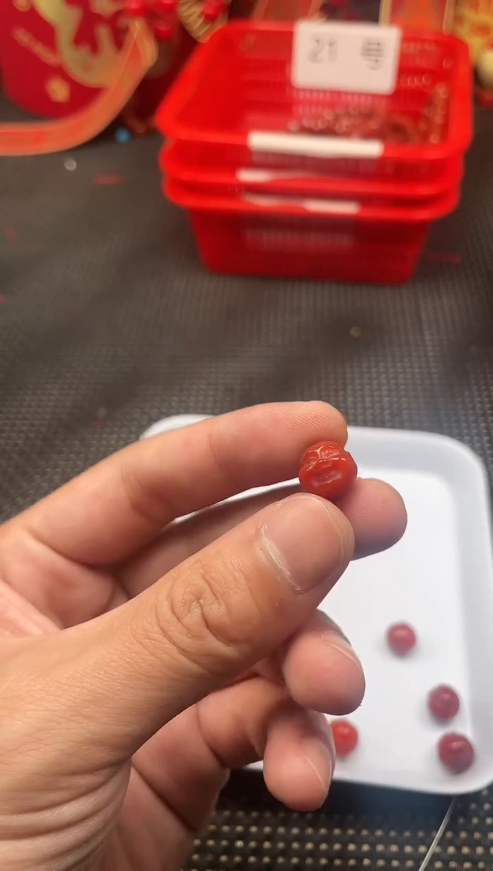 【闪购商品】南红玛瑙单珠未镶嵌25号柿子红卡11佛头一颗