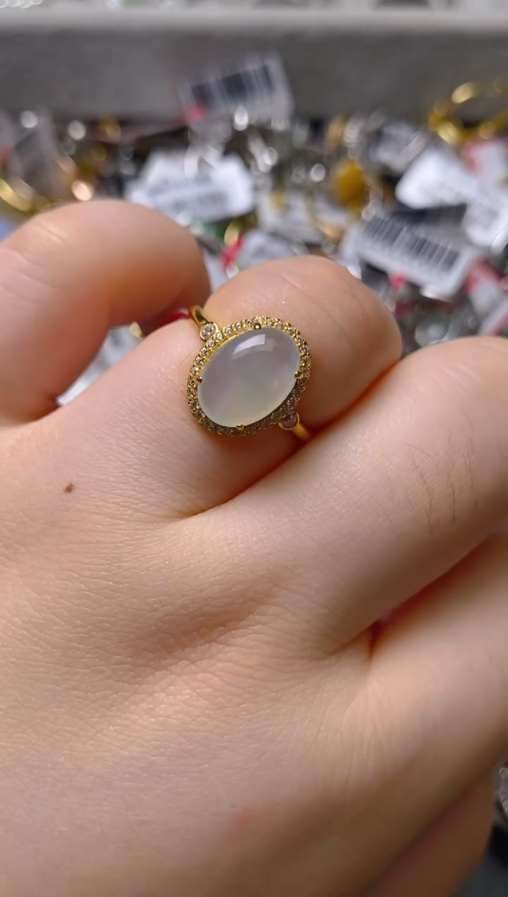 银S925镶嵌戒指翡翠百内无证书