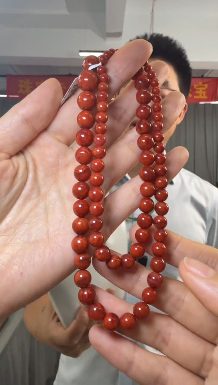 南红玛瑙未镶嵌项链南红玛瑙圆珠塔链