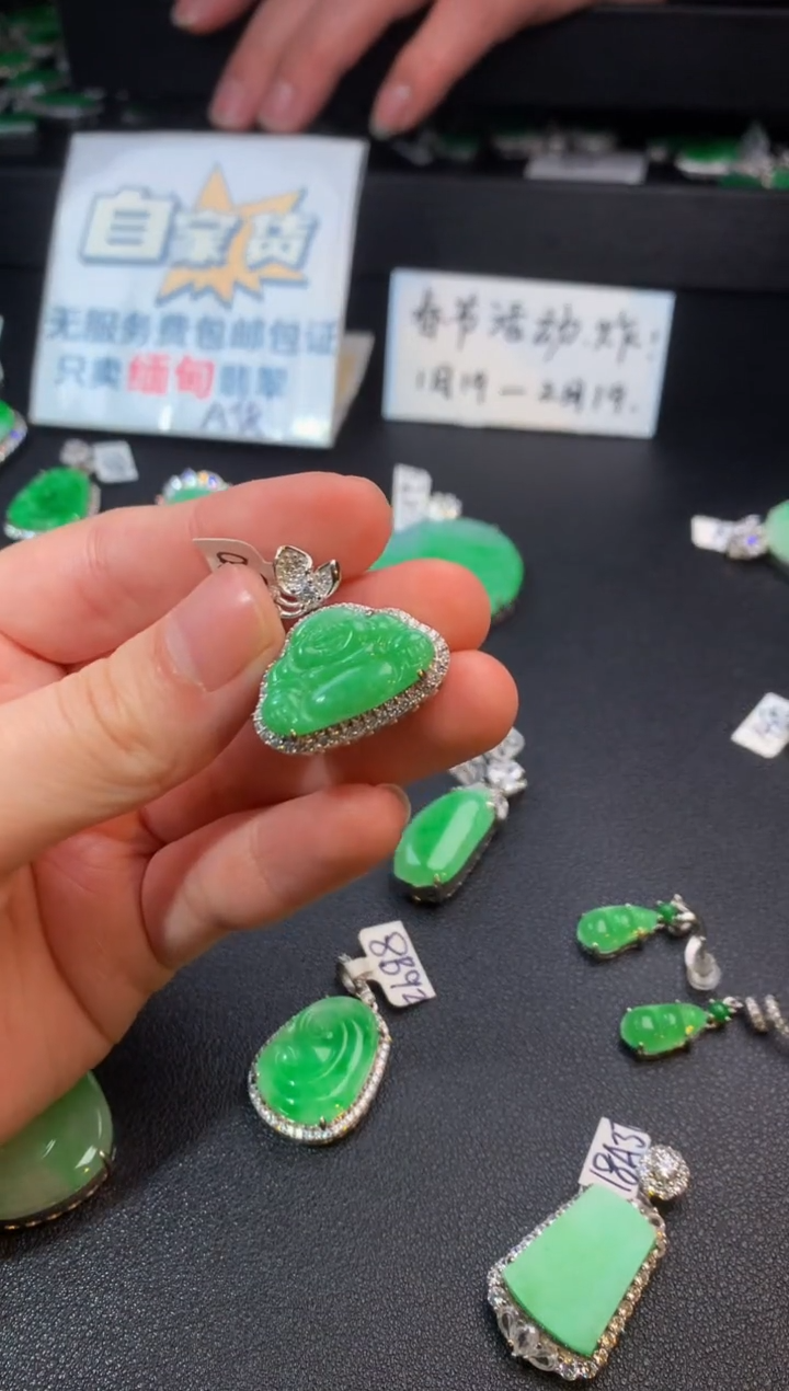 【闪购商品】翡翠颈饰银S925镶嵌翡翠