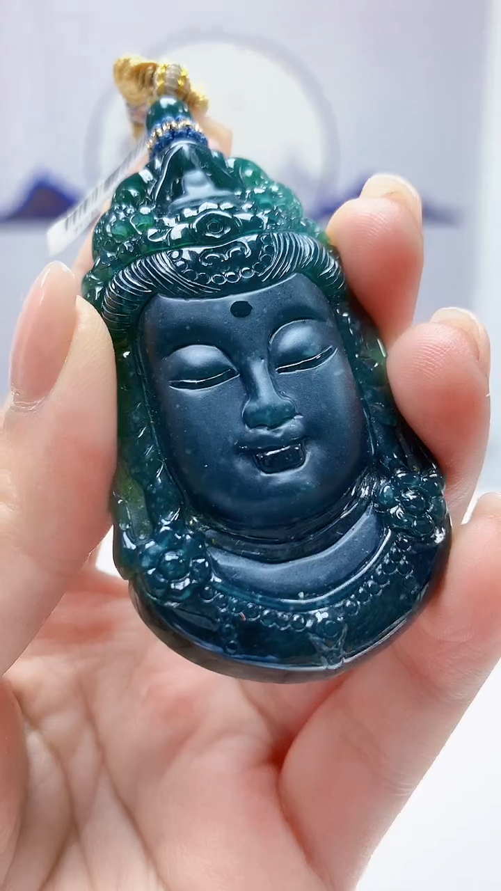 【闪购商品】定制翡翠未镶嵌4812ms-毛货78观音赠珠链