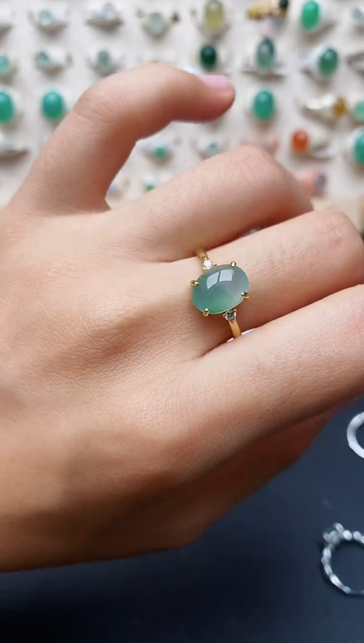 【闪购商品】翡翠戒指银S925镶嵌缅甸翡翠