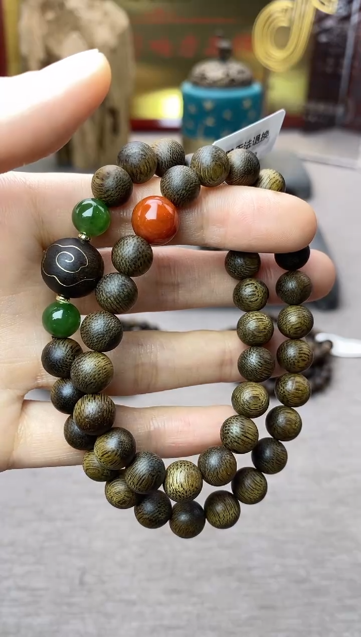 【闪购商品】沉香手串芽庄黄棋楠沉水老料0.8＋祥云1.2设计