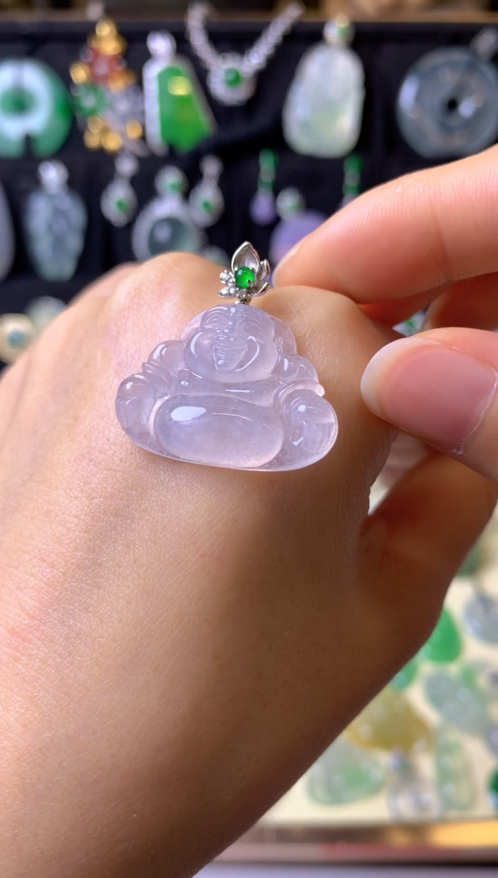 【闪购商品】翡翠颈饰18K金镶嵌成品吊坠