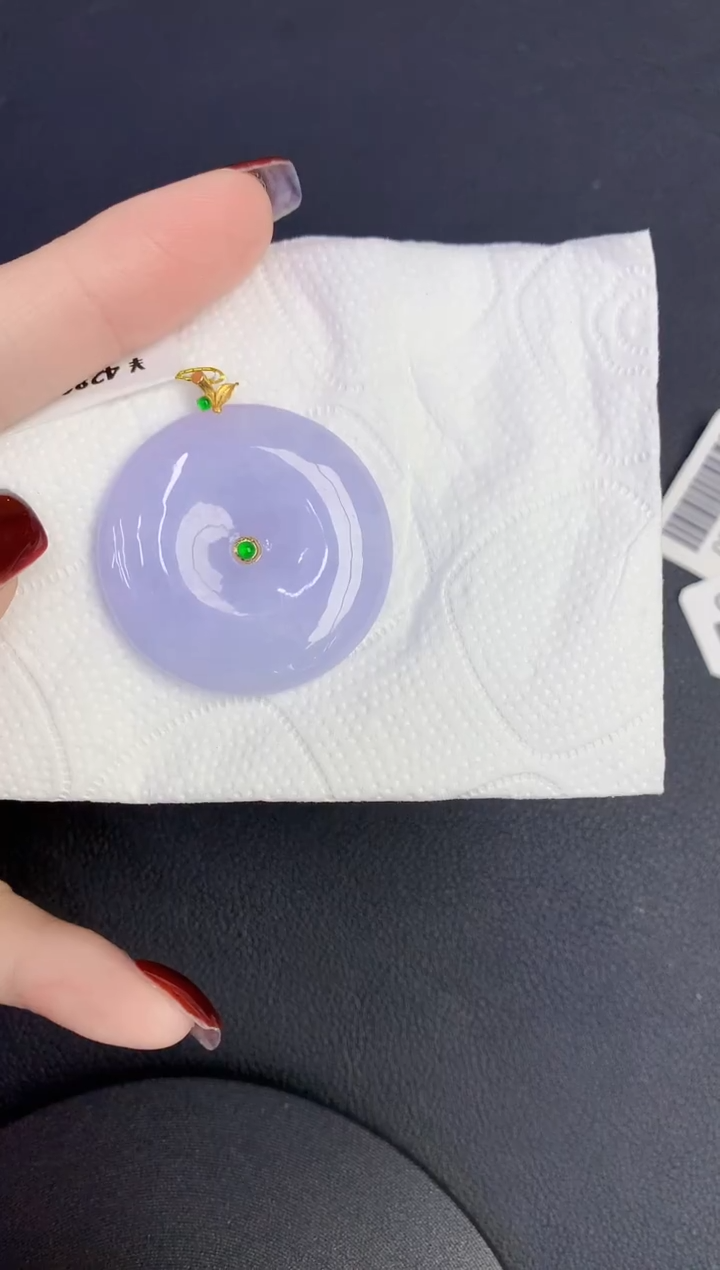 颈饰18K金镶嵌翡翠缅甸天然翡翠A货